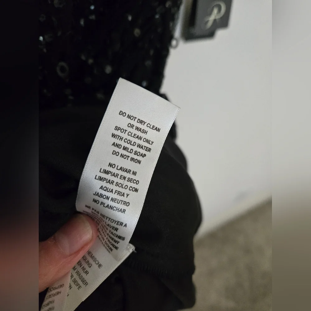 Adrianna Papell Black Sequin short sleeve rouched  waist dress NWT | Size 20 - Picture 6 of 7